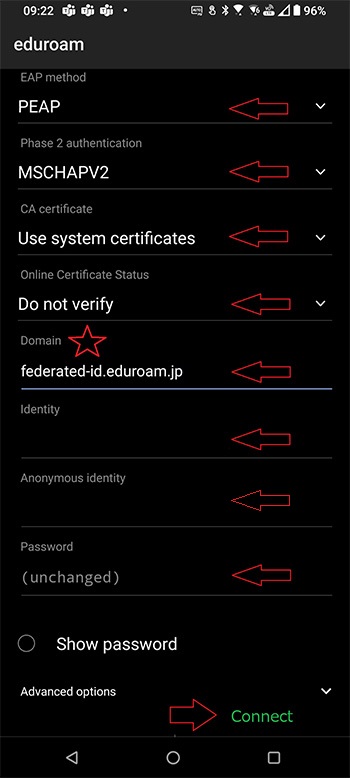 eduroam settings